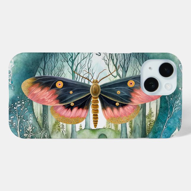 Rosa Moth Forest Night Case-Mate iPhone Hülle (Rückseite (Horizontal))