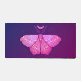 Rosa Moth Witchy Night Art - Magische Illustration Schreibtischunterlage
