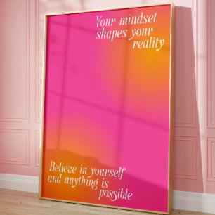 Rosa Motivationsposter Mentalitäts-Wandkunst Poster