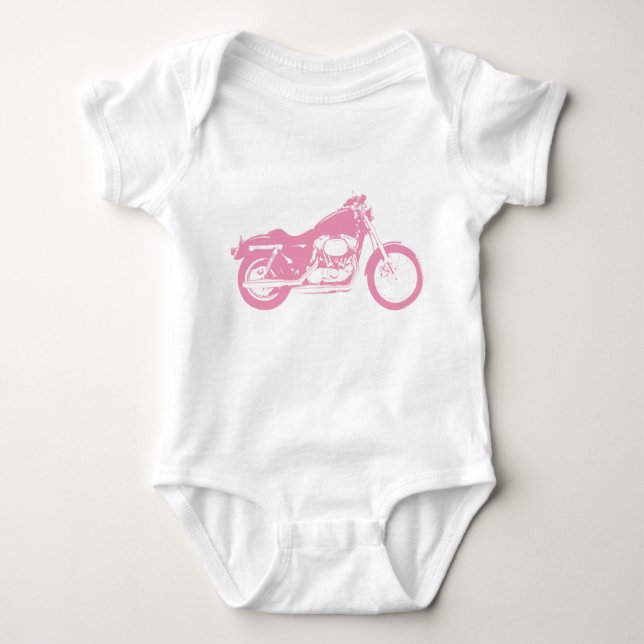 rosa Motorrad Baby Strampler (Vorderseite)