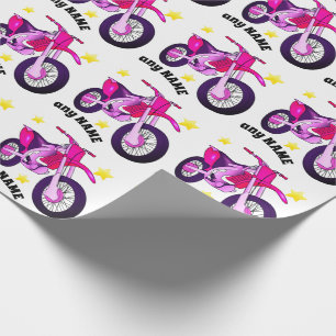 Rosa Motorrad und individuelles Geschenkpapier mit