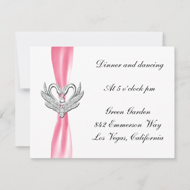 Rosa Multifunktionsleisten-Silberschwänze Empfang- Einladung (Vorderseite)