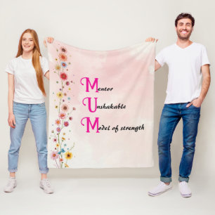 Rosa MUM-Akronym Muttertags-Fleece-Decke Fleecedecke