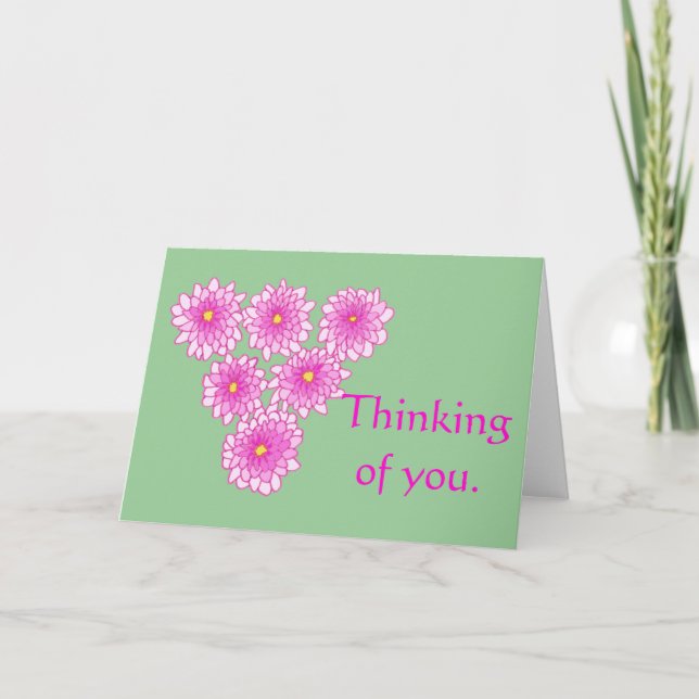 Rosa Mums Blume Denken Sie an Ihre Karten (Vorderseite)