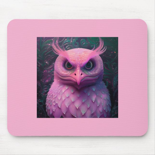 Rosa Murloc/Owl Hybride Kreatur Mousepad (Vorne)