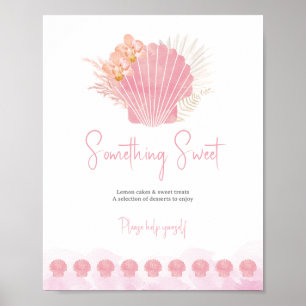 Rosa-Muschel-Baby-Party-Dessert-Tisch-Schild Poster