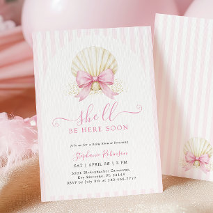 Rosa-Muschel-Baby-Shower-Einladung Einladung