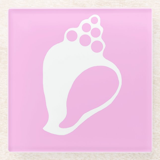 Rosa Muschel Glasuntersetzer (Vorderseite)