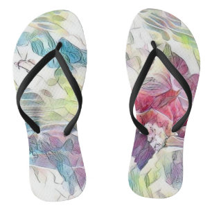 Rosa Muschel im Meer Aquarellbild  Flip Flops