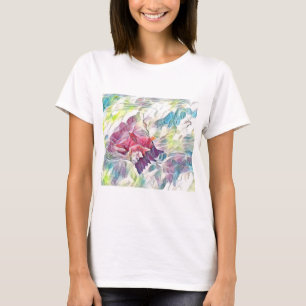 Rosa Muschel im Meer Aquarellbild T-Shirt