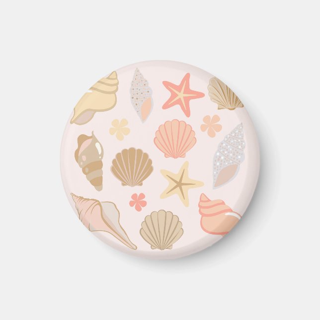 Rosa Muschel Muster Magnet (Vorne)
