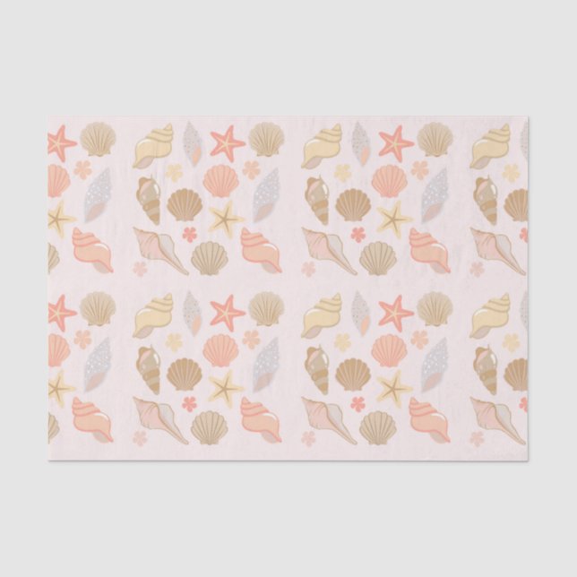 Rosa Muschel Muster Seidenpapier (Vorderseite)