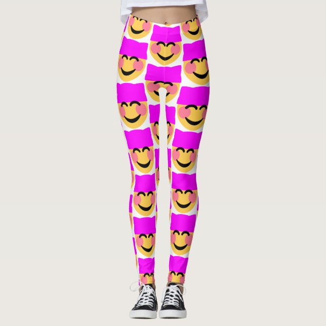 Rosa Muschelhut Emoji-Leggings Leggings (Vorderseite)