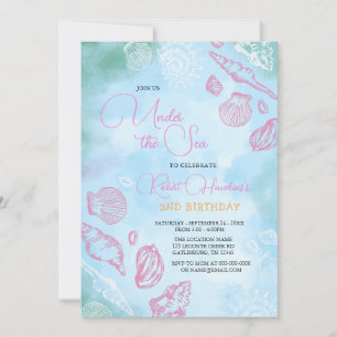 Rosa Muscheln unter dem Meer Geburtstag Einladung