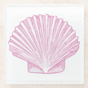 Rosa Muschelschale Küste Glasuntersetzer