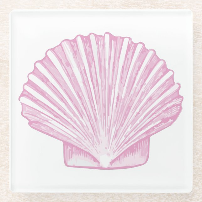 Rosa Muschelschale Küste Glasuntersetzer (Vorderseite)