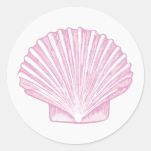 Rosa Muschelschale Küste Runder Aufkleber