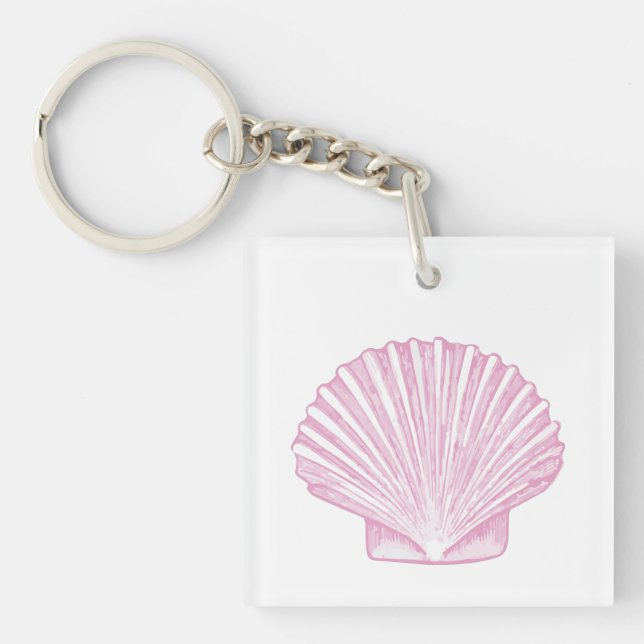 Rosa Muschelschale Küste Schlüsselanhänger (Vorderseite)
