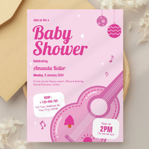 Rosa Musical Baby Girl Dusche Einladung