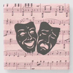 Rosa Musik und Theatermasken Steinuntersetzer