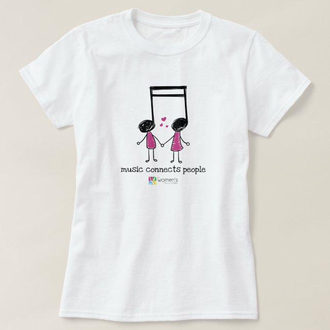 Rosa Musik verbindet Menschen T-Shirt (Design vorne)