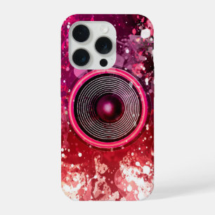 Rosa Musiklautsprecher und Farbspritzer iPhone 15 Pro Hülle