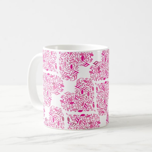 Rosa Musiknote Herz Kaffeetasse (Vorderseite Links)