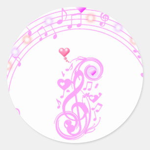 Rosa, Musiknoten der Liebe_ Runder Aufkleber