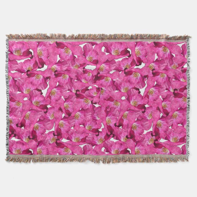 Rosa Muster der Blumenmohnblumen Decke (Vorderseite)