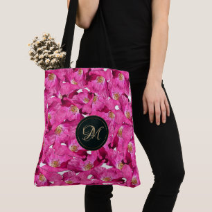 Rosa Muster der Blumenmohnblumen. Monogramm