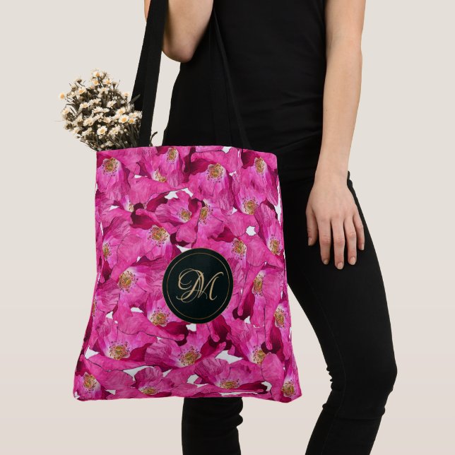 Rosa Muster der Blumenmohnblumen. Monogramm (Von Nahem)