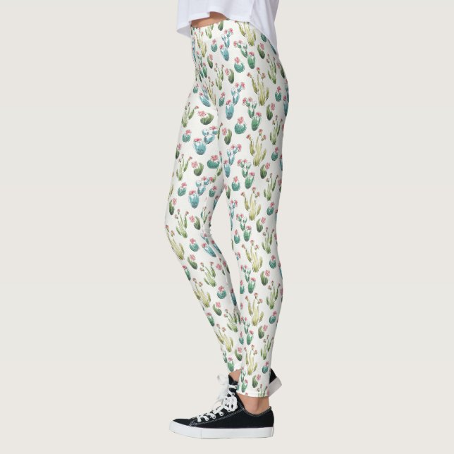 Rosa Muster des Wüsten-Blüten-Schritt-| Leggings (Links)