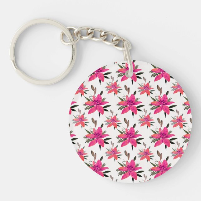 rosa Muster-Design-29500 Schlüsselanhänger (Vorderseite)