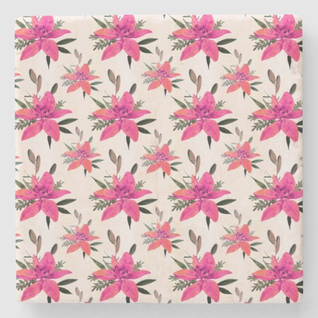 rosa Muster-Design-29500 Steinuntersetzer (Vorderseite)