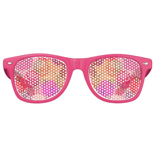 Rosa Muster mit Blume und Pflanze Partybrille (Vorderseite)