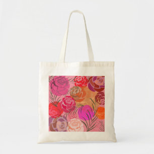 Rosa Muster mit Blume und Pflanze Tasse Tragetasche