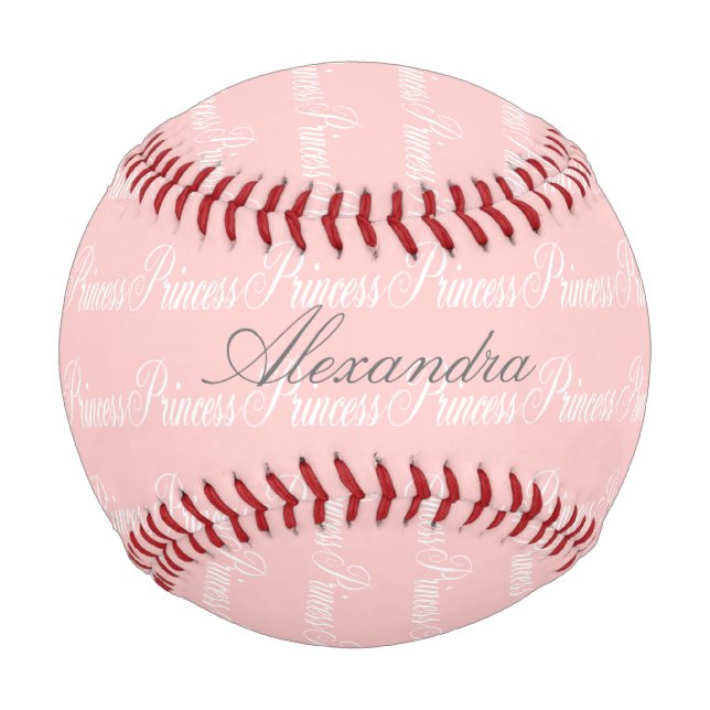 Rosa-n-Weiß-Prinzessin-Individuelle Name Baseball (Vorderseite)
