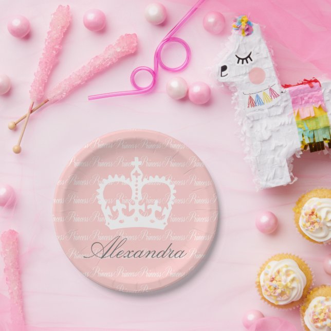 Rosa-n-Weiß-Prinzessin Pappteller (Party)