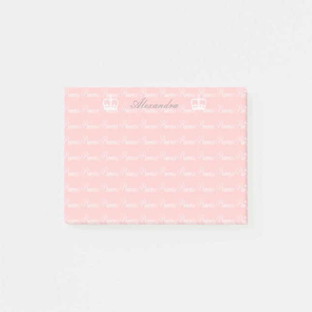 Rosa-n-Weiße Prinzessin Custom Post-it Klebezettel (Vorderseite)