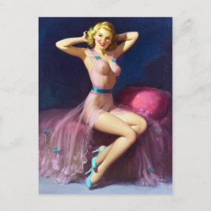 Rosa Nacht Pin Up Postkarte
