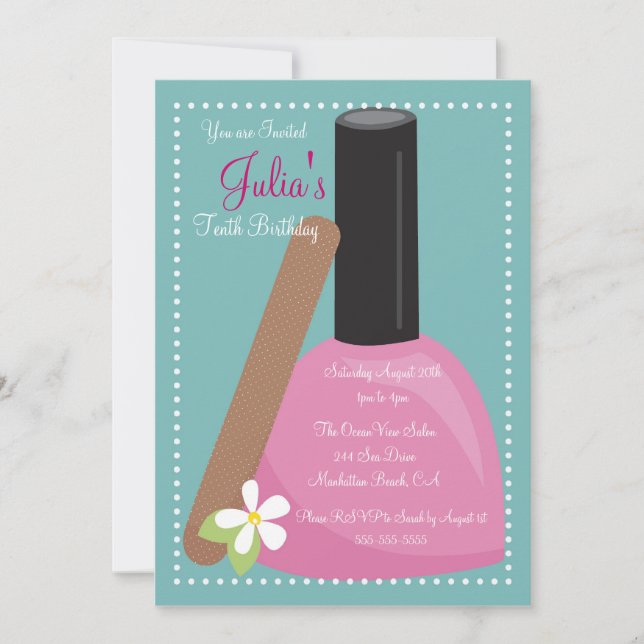 Rosa Nagellack-Geburtstag laden ein Einladung (Vorderseite)