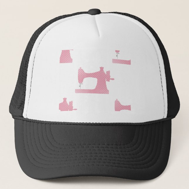 rosa Nähmaschine Truckerkappe (Vorderseite)