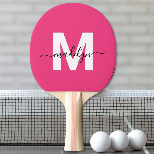 Rosa Namensmonogramm Tischtennis Schläger (Pink Name Monogram Ping Pong Paddle )