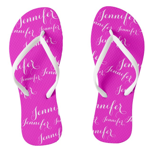 Rosa-Namensmuster Slim Straps Flip Flops (Fußbett)