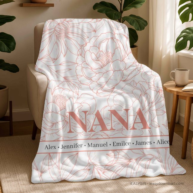 Rosa NANA-Namen nach Maß Fleecedecke (Von Creator hochgeladen)