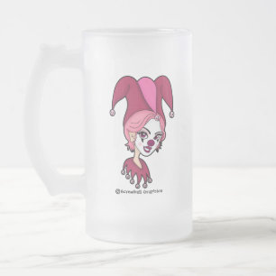 Rosa Narren gefrosteter Bierkrug Mattglas Bierglas