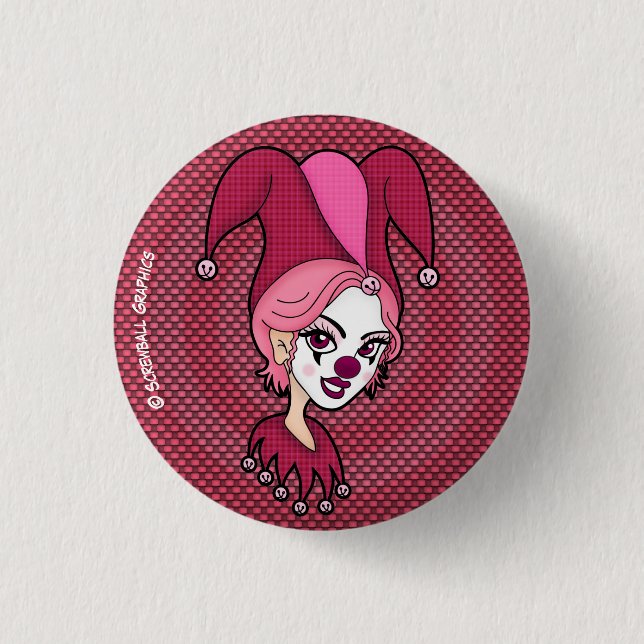 Rosa Narrenknopf (klein) Button (Vorderseite)