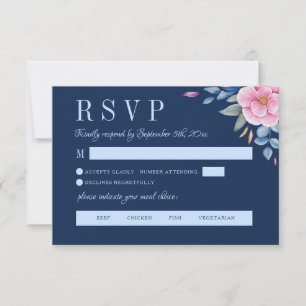 Rosa, nass, rosa, rötliche Monogramm RSVP Karte