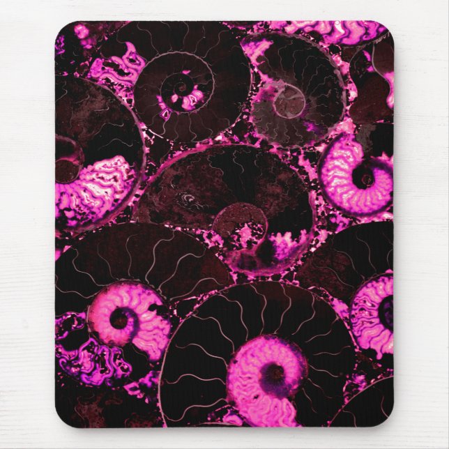 Rosa Nautilus-Fossilien-Muschel Mousepad (Vorne)