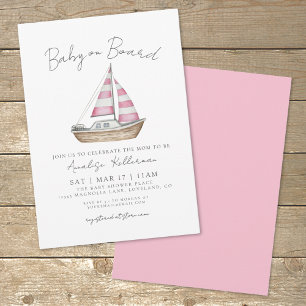 Rosa nautische Babyparty Einladung